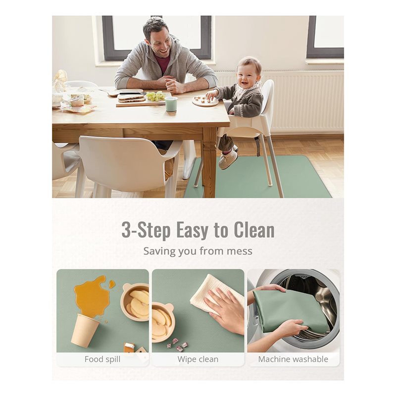 Highchair Splash Mat - Tapis anti-éclaboussures lavable et imperméable pour