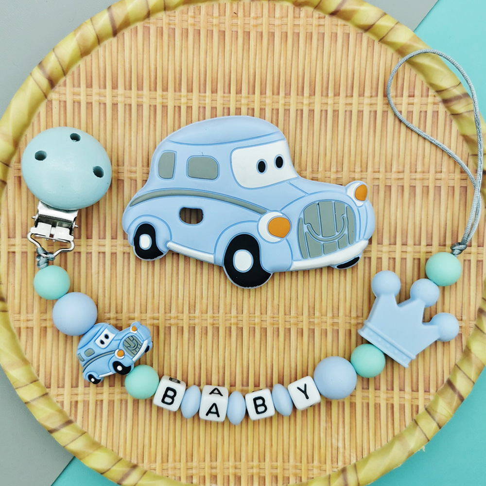 Baby Food Teether - Attache-sucette en silicone avec lettre personnalisée